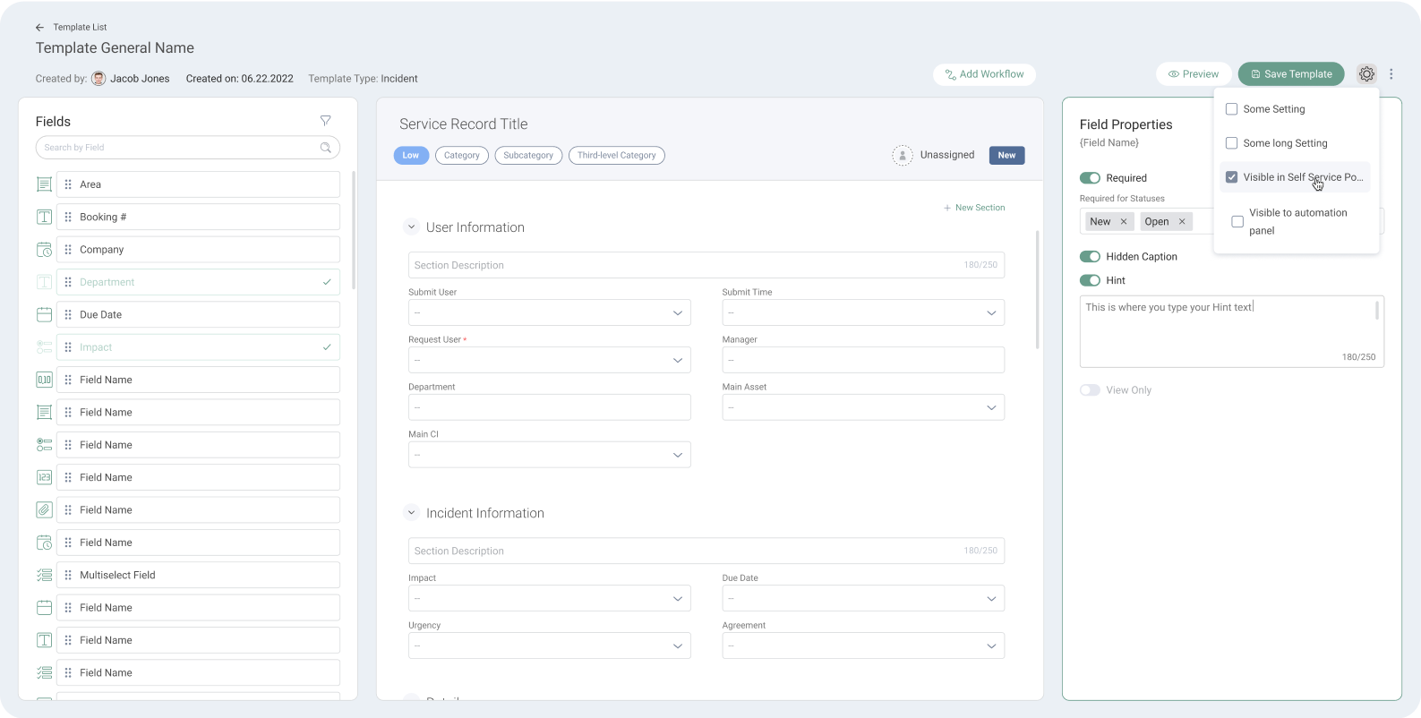 SysAid Template Designer